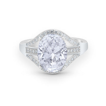 Art Deco Engagement Bridal Ring Simulated Cubic Zirconia 925 Sterling Silver